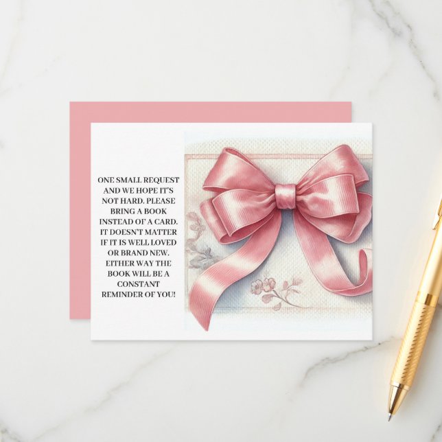 Rosa Bow Coquette Baby dusch Bokar för Baby Tilläggskort (Fram/Back In Situ)