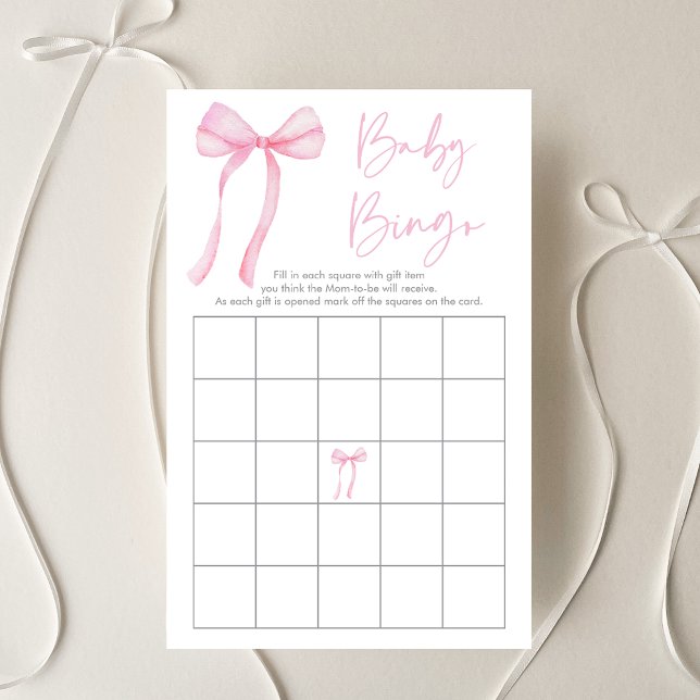 Rosa Bow Coquette Baby Shower Bingo Game (Skapare uppladdad)