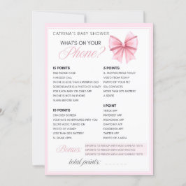 Rosa Bow Coquette Baby Shower - Editable Namn, 5x7 Inbjudningar