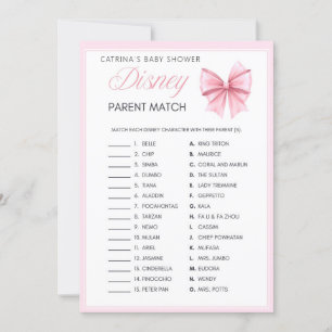 Rosa Bow Coquette Baby Shower - Editable Namn, 5x7 Inbjudningar