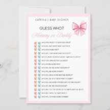 Rosa Bow Coquette Baby Shower - Editable Namn, 5x7