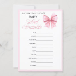 Rosa Bow Coquette Baby Shower - Editable Namn, 5x7 Inbjudningar