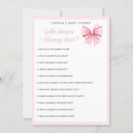 Rosa Bow Coquette Baby Shower - Editable Namn, 5x7 Inbjudningar