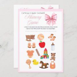 Rosa Bow Coquette Baby Shower - Editable Namn, 5x7 Inbjudningar