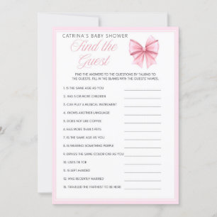 Rosa Bow Coquette Baby Shower - Editable Namn, 5x7 Inbjudningar