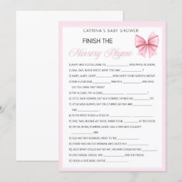 Rosa Bow Coquette Baby Shower - Editable Namn, 5x7 Inbjudningar