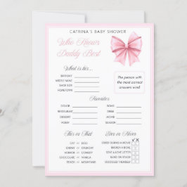 Rosa Bow Coquette Baby Shower - Editable Namn, 5x7 Inbjudningar