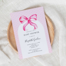Rosa Bow Coquette Baby Shower-Elegant Inbjudningar
