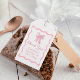 Rosa Bow Coquette Baby Shower-favoriter Presentetikett