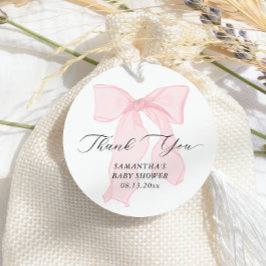 Rosa Bow Coquette Baby Shower Gåvor Etiketter