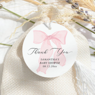 Rosa Bow Coquette Baby Shower Gåvor Etiketter