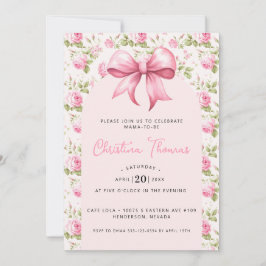 Rosa Bow Coquette Baby Shower Inbjudningar