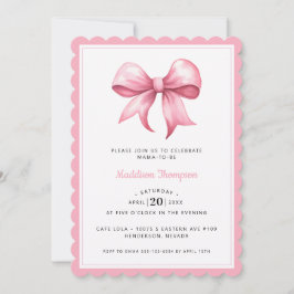 Rosa Bow Coquette Baby Shower Inbjudningar