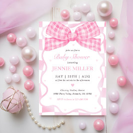 Rosa Bow Coquette Baby Shower Inbjudningar