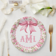 Rosa Bow Coquette Baby Shower Monogram