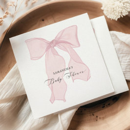 Rosa Bow Coquette Baby Shower Pappersservett