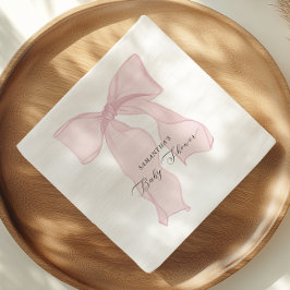 Rosa Bow Coquette Baby Shower Pappersservett