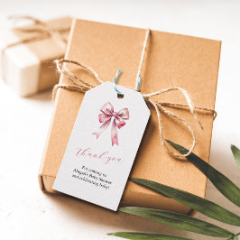 Rosa Bow Coquette Baby Shower Presentetikett