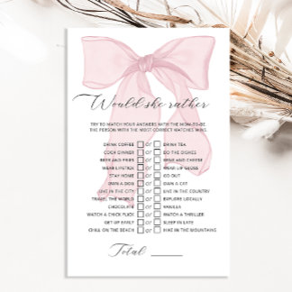 Rosa Bow Coquette Baby Shower, skulle hon hellre v