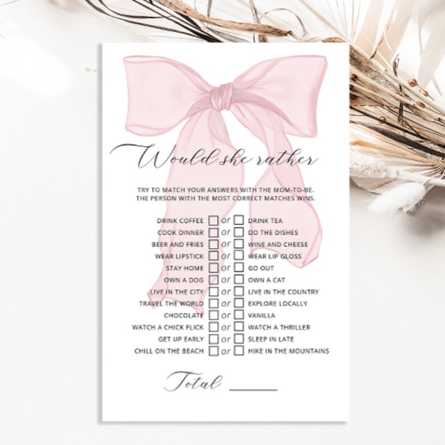 Rosa Bow Coquette Baby Shower, skulle hon hellre v (Skapare uppladdad)