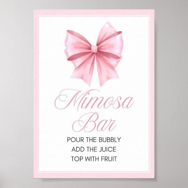 Rosa Bow Coquette Baby Shower-skylt Poster (Framsidan)