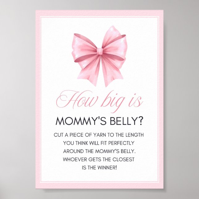 Rosa Bow Coquette Baby Shower-skylt Poster (Framsidan)
