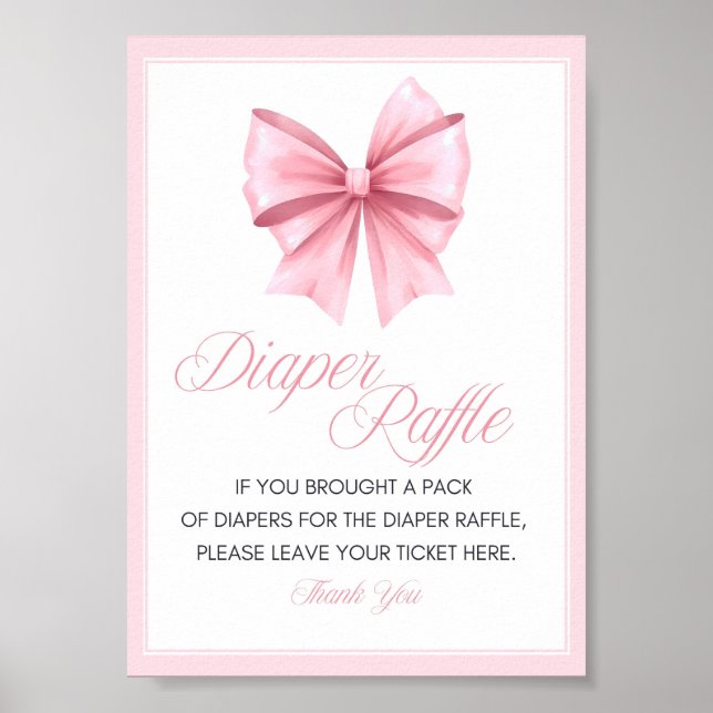 Rosa Bow Coquette Baby Shower-skylt Poster (Framsidan)