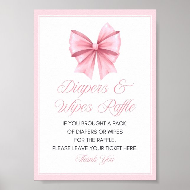 Rosa Bow Coquette Baby Shower-skylt Poster (Framsidan)