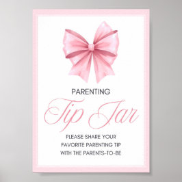 Rosa Bow Coquette Baby Shower-skylt Poster