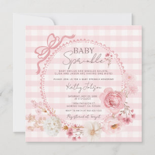 Rosa Bow Coquette Baby Sprinkle baby Shower Inbjudningar