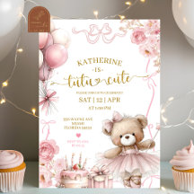Rosa Bow Coquette Bear Tutu Söt Födelsedag