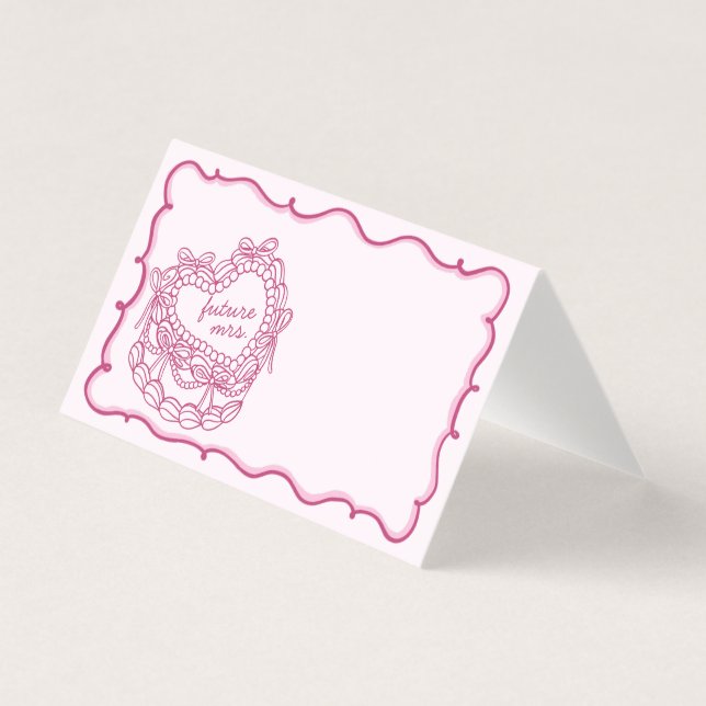 Rosa Bow Coquette Cake Möhippa Place Card Kort (Framsida)