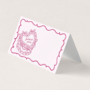 Rosa Bow Coquette Cake Möhippa Place Card Kort