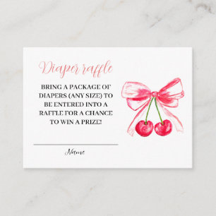 Rosa Bow Coquette Diaper Raffle Baby Shower Tilläggskort