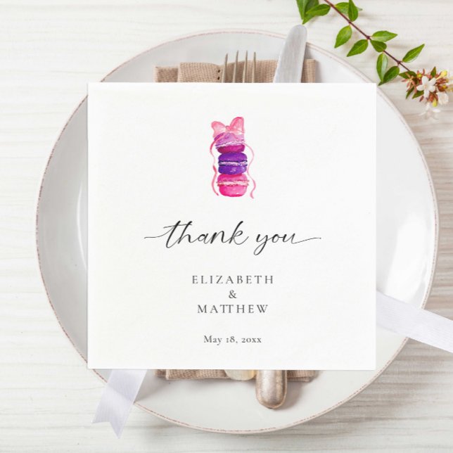 Rosa Bow Coquette Elegant Macaron Bröllop Pappersservett (Skapare uppladdad)