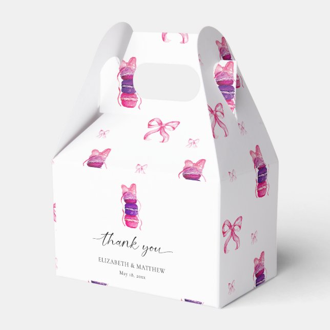 Rosa Bow Coquette Elegant Macaron Bröllop Presentaskar (Framsidan Sidan)