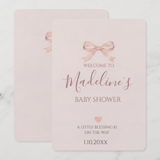 Rosa Bow Coquette Flickig Bebis Shower Inbjudningar