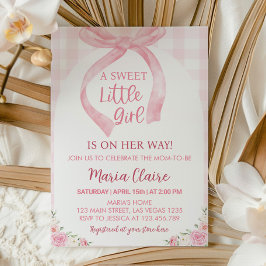 Rosa Bow Coquette Girl Baby Shower-inbjudan Inbjudningar