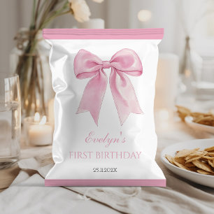 Rosa Bow Coquette Girl Birthday Chip Bag Wrapper Reklamblad
