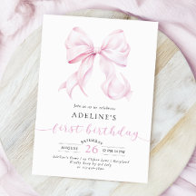 Rosa Bow Coquette Girl First Birthday