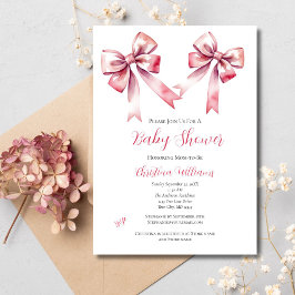 Rosa Bow Coquette Girly Baby Shower Inbjudningar