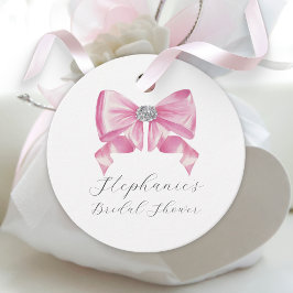 Rosa Bow Coquette Glam Möhippa Gåvor Etiketter