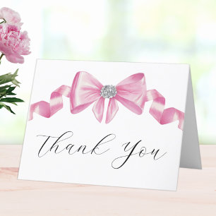Rosa Bow Coquette Glam Möhippa Tack Kort