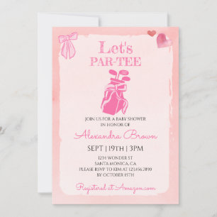 Rosa Bow Coquette Golf Flicka Bebis Shower Inbjudningar
