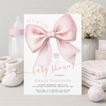 Rosa Bow Coquette It's a Girl Baby Shower