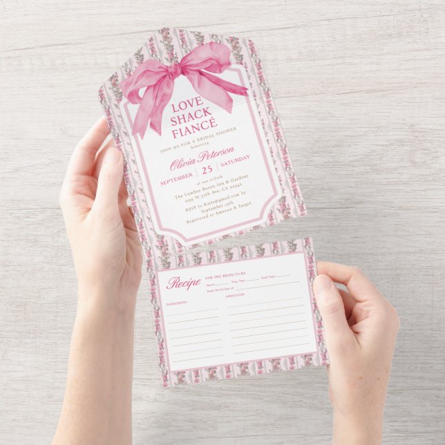 Rosa Bow Coquette Kärlek Shack Fiance Möhippa (Avrivbar del)