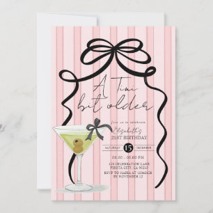 Rosa Bow Coquette Olive Martini Birthday Inbjudningar