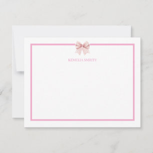 Rosa Bow Coquette Personlig Notkort Anteckningskort