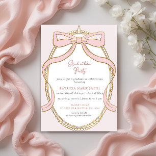 Rosa Bow Coquette Photo Studentfest Inbjudningar