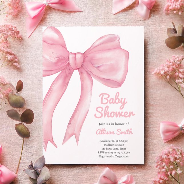  Rosa Bow Coquette Preppy Girl Baby Shower Inbjudningar (Skapare uppladdad)
